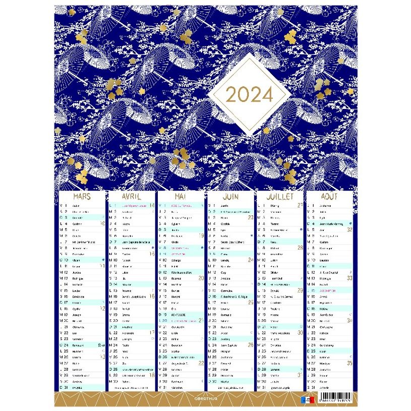 3664447149745-Calendrier Sakura - 6 mois par face - 33,5 x 43 cm - Oberthur-P_405132138_2-1