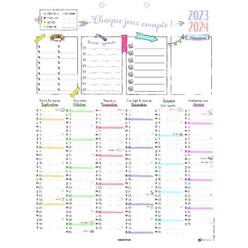 3664447149783-Calendrier Bullet - 6 mois par face - 32 x 42 cm - Oberthur-P_405132142_1-0