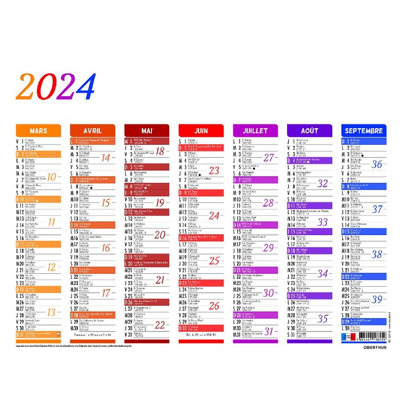 3664447138459-Calendrier Arc en Ciel - 7 mois par face - 21 x 27 cm - Oberthur-P_405132148_2-1
