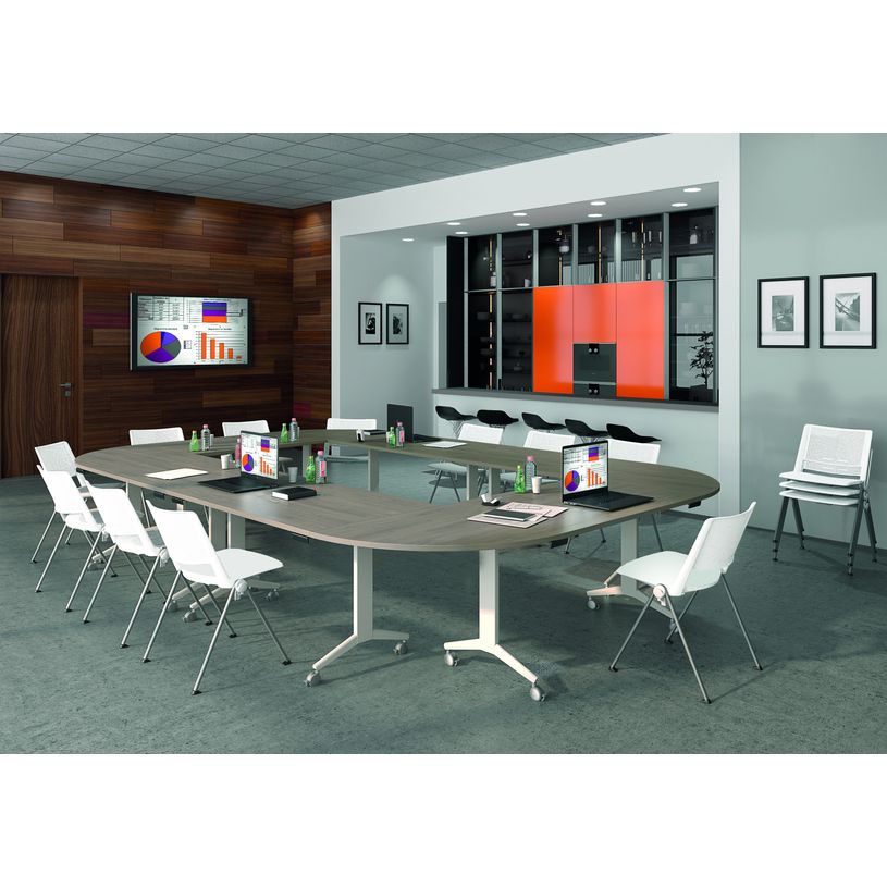 3253310171527-Table de réunion abattantes - L140 x P80 cm - pied alu - plateau imitation érable-P_405133436_5-1