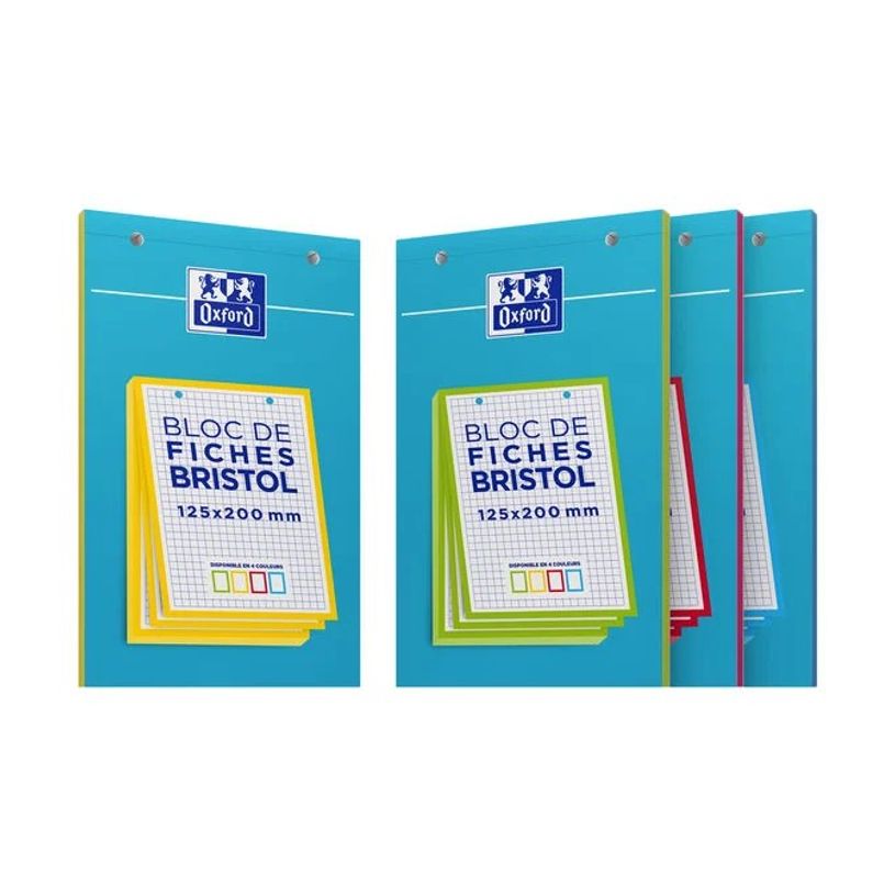 3020120196237-Oxford - Pack de 30 Fiches Bristol - 12,5 x 20 cm - petits carreaux - perforées - coloris-P_405133893_1-0