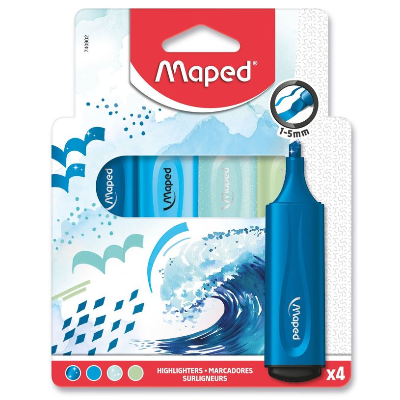 3154147409022-Maped Fluo'peps - Pack de 4 surligneurs - mix 2 pastel et 2 glitter - différents modèles-P_405137067_3-2
