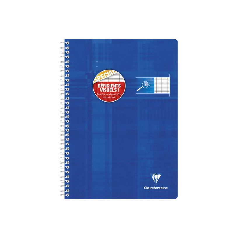 3329680681963-Clairefontaine Metric - Cahier à spirale pour déficients visuels - A4 (21 x 29,7 cm) - 100 pages - Grands carreaux noirs agrandis - Dis-P_405145535_5-4