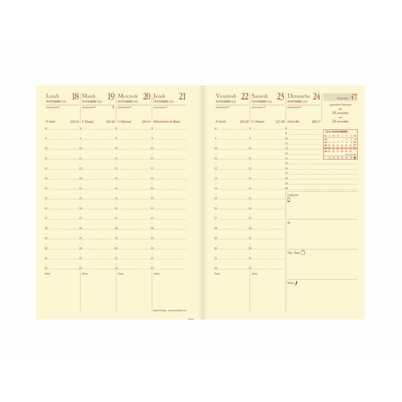 3371010498833-Agenda Marlow Affaires Prestige avec répertoire - 1 semaine sur 2 pages - 10 x 15 cm - camel - Quo Vad--1