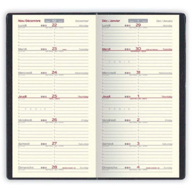 3147280261541-Agenda de poche Classique - 1 semaine par page - 9 x 17 cm - noir - Lecas--1