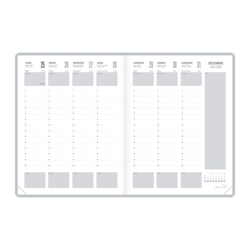 3147280261978-Agenda Classique - 1 semaine sur 2 pages - 19 x 24 cm - noir - Lecas--1