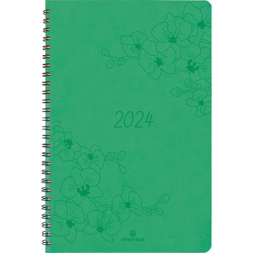 3664447157542-Agenda à spirale Primrose - 1 semaine sur 2 pages - 10 x 15 cm - vert - Oberthur-P_405149163_1-0