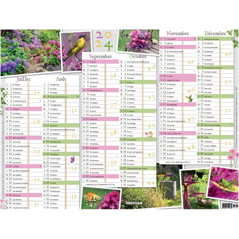 3664447151458-Calendrier Jardin calme - 6 mois par face - 21 x 26,5 cm - Oberthur-P_405149372_2-1