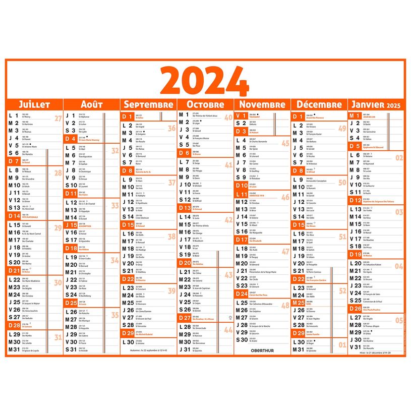 3664447154640-Calendrier Classique - 7 mois par face - 32 x 42 cm - orange - Oberthur-P_405149385_2-1