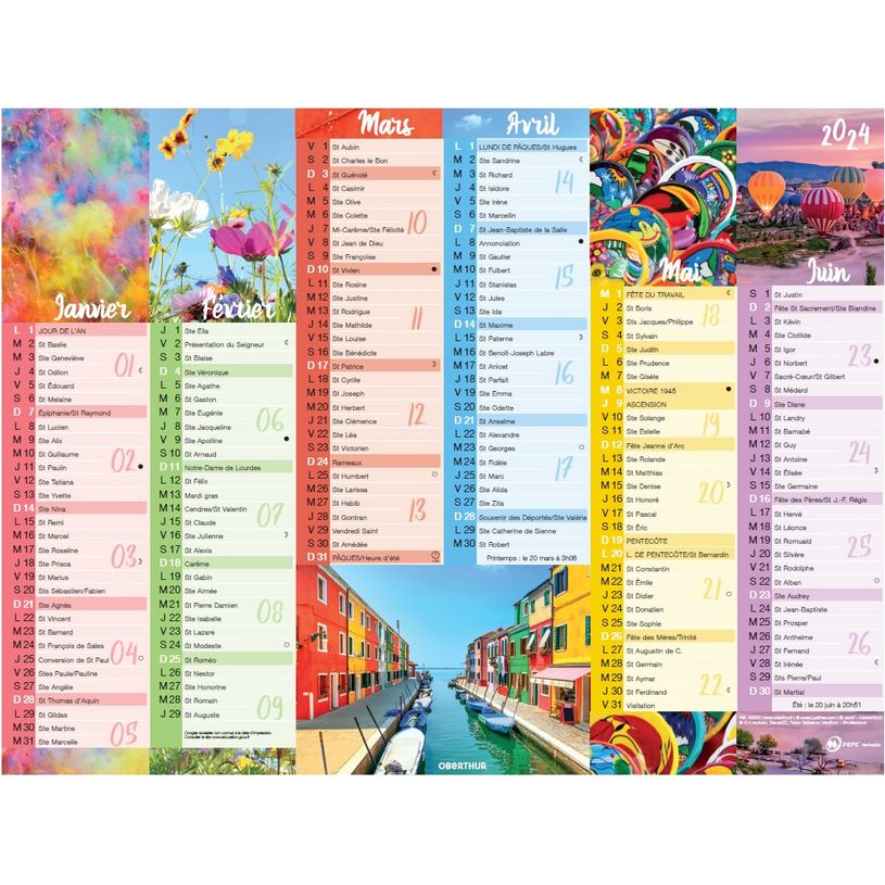 3664447151342-Calendrier Color Story - 6 mois par face - 21 x 26,5 cm - Oberthur-P_405149409_1-0