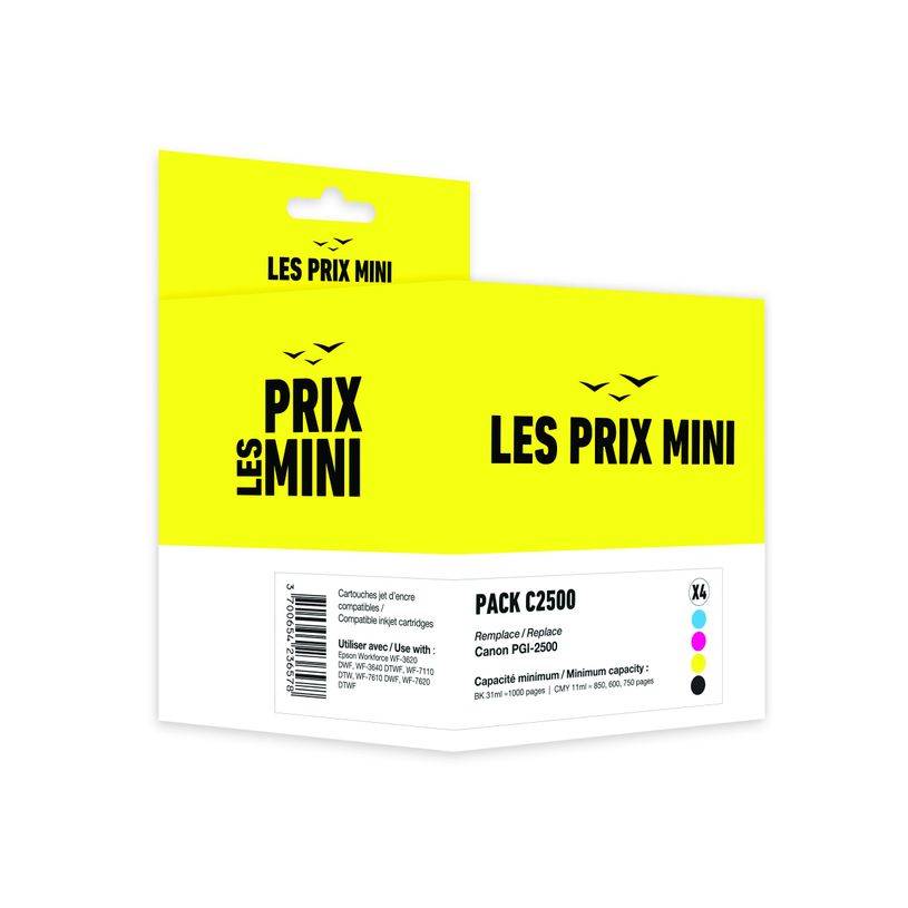 3700654236578-Cartouche compatible Canon PGI-2500 - pack de 4 - noir, jaune, cyan, magenta - LES PRIX MI-P_405149500_1-0