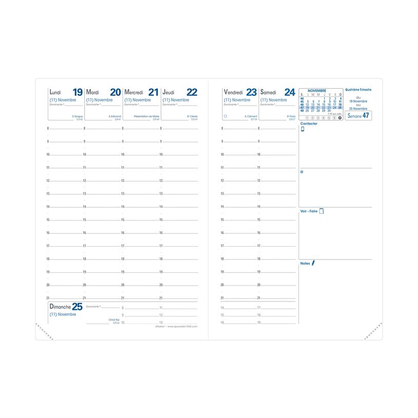 3371010480920-Agenda Impala Affaires - 1 semaine sur 2 pages avec répertoire - 10 x 15 cm - bleu - Quo -P_405149557_2-1