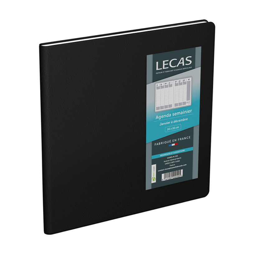 3147280266737-Agenda Classique - 1 semaine sur 2 pages - 16 x 16 cm - noir - Lecas-P_405149773_1-0