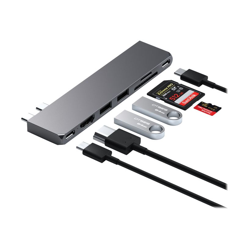 0810086360611-Satechi Pro Hub Slim - Hub 7 ports - USB-C x 2 - HDMI - pour Apple MacBook Air à partir d-P_405150615_1-0