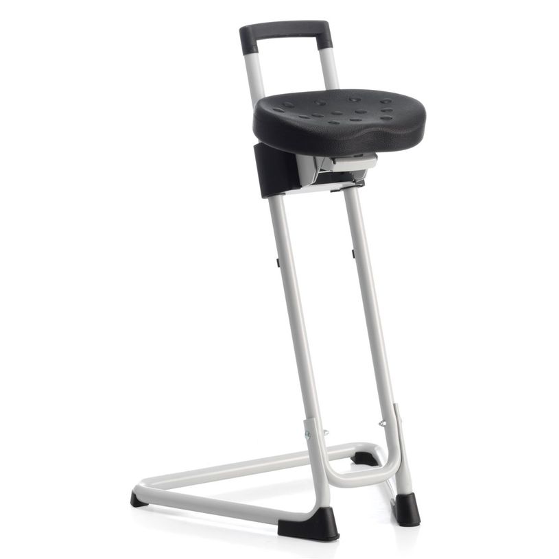 3660916008674-Siège technique - tabouret assis-debout - piètement blanc - assise noire-P_405150842_1-0