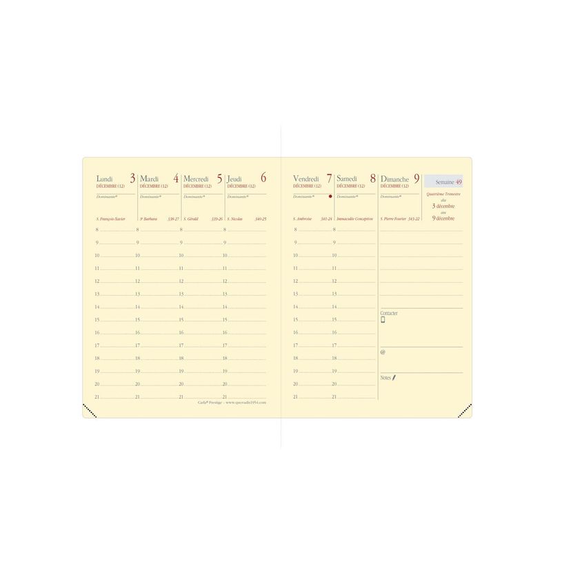 3371010480302-Agenda Impala Carla Prestige - 1 semaine sur 2 pages - 8 x 10,5 cm - rouge - Quo Vadis--1