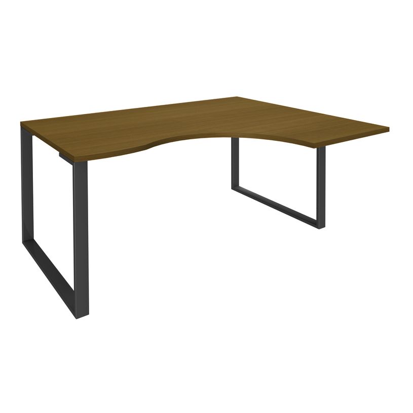 3253310200050-Bureau compact LOFTER - L160 cm - Retour à droite - Plateau imitation noyer - pied carbone - (pied de renfort obligat-P_405152109_1-0