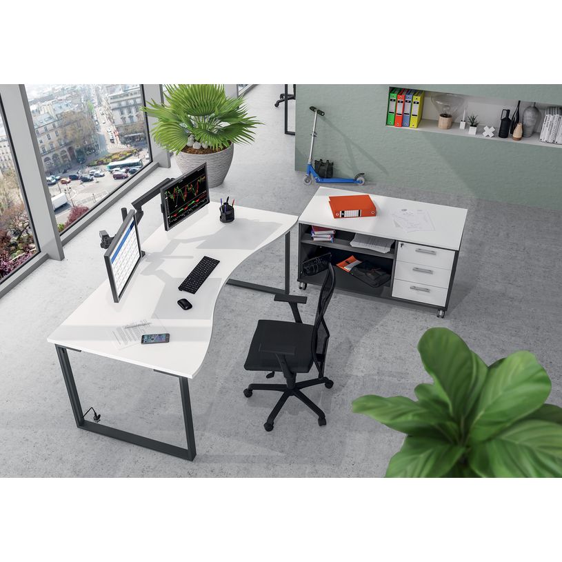 3253310280779-Bureau vague symétrique LOFTER - L180 cm - Plateau imitation noyer - pied blanc-P_405152126_2-1