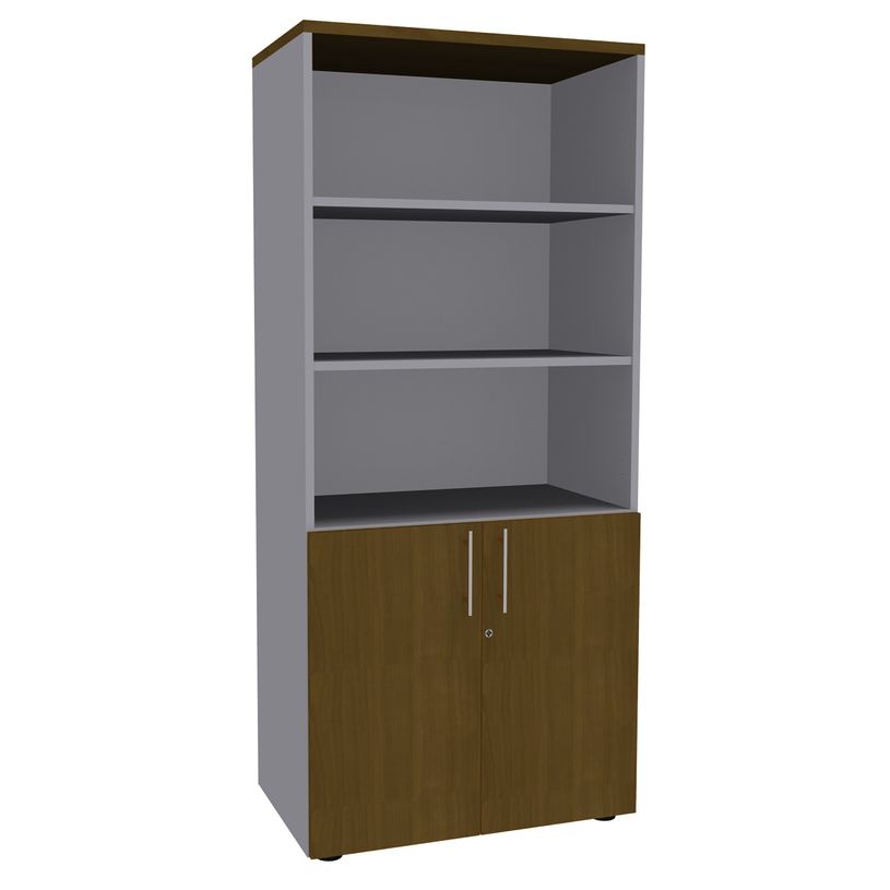 3253310530300-Bibliothèque IDRA/DUAL  avec 2 portes basses - L80 x H180 x P47 - Corps alu - Portes et d-P_405152477_2-0
