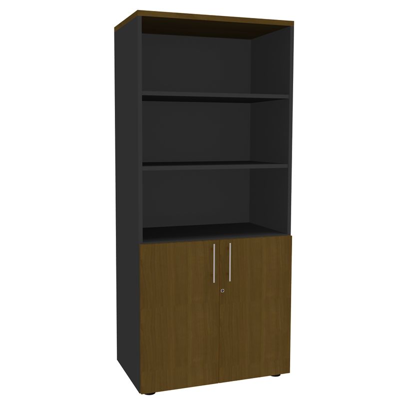 3253310524149-Bibliothèque IDRA/DUAL  avec 2 portes basses - L80 x H180 x P47 - Corps anthracite - Port-P_405152478_2-0