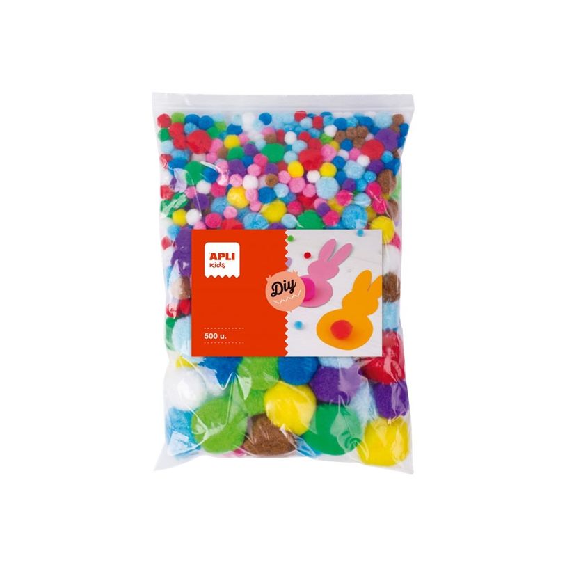 8410782174486-Apli Kids - 500 pompons - 500 pièces - tailles et couleurs variés-P_405152593_1-0