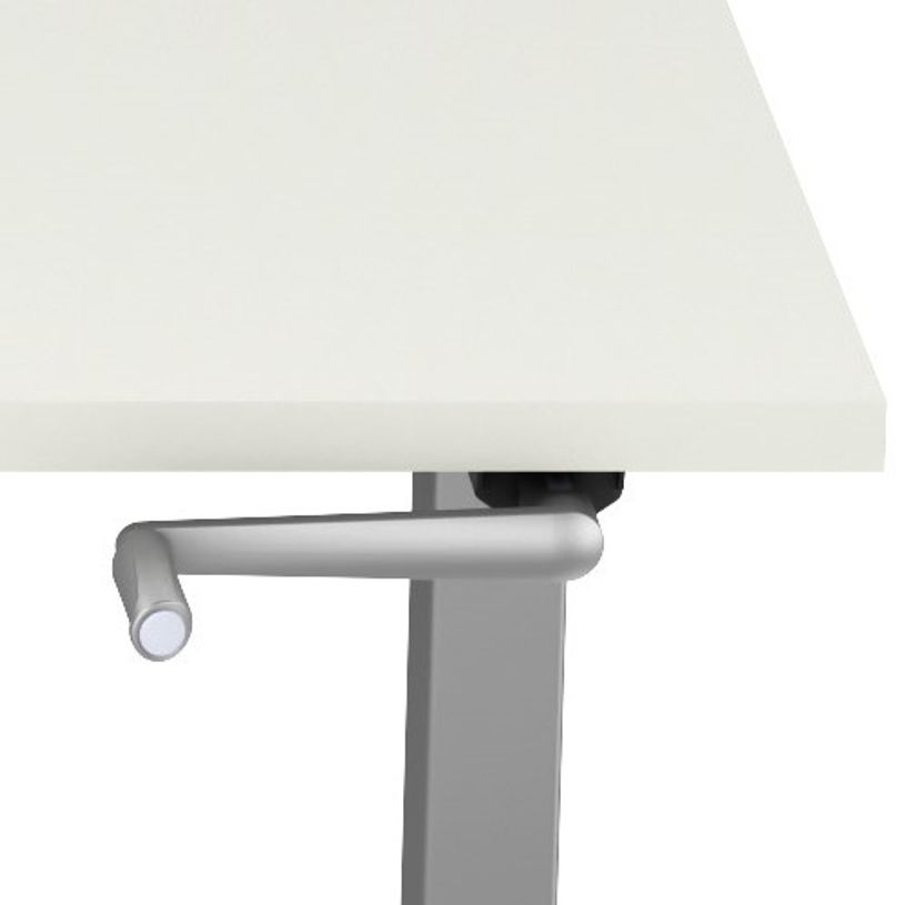 3617350004625-Bureau AXEL assis/debout - réglage par manivelle - L140 x P80 cm - plateau blanc - pieds -P_405153328_2-1