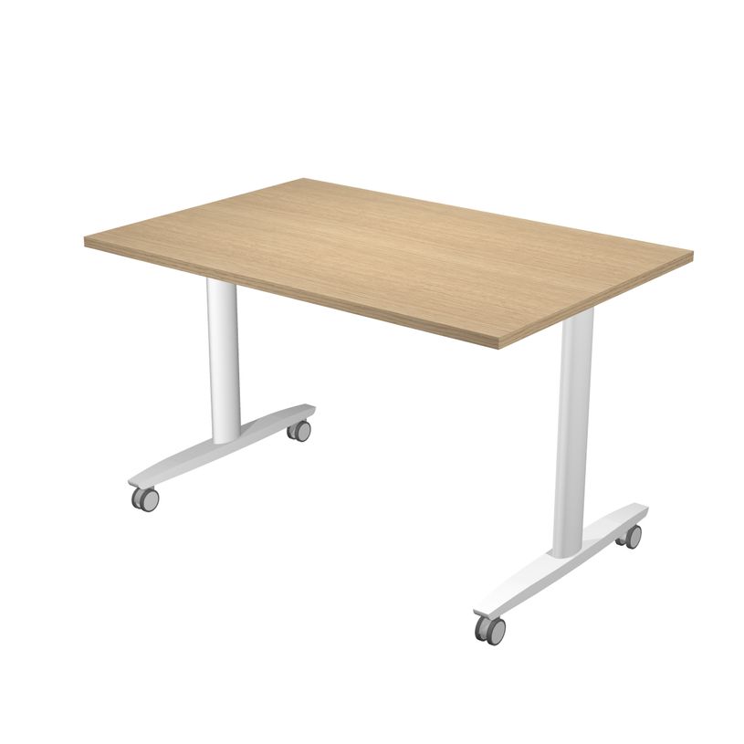 7331920003622-Table de réunion TAXI - Mobile et pliable - L120 x P80 x H37 cm - pieds métal blancs - p-P_405154166_1-0
