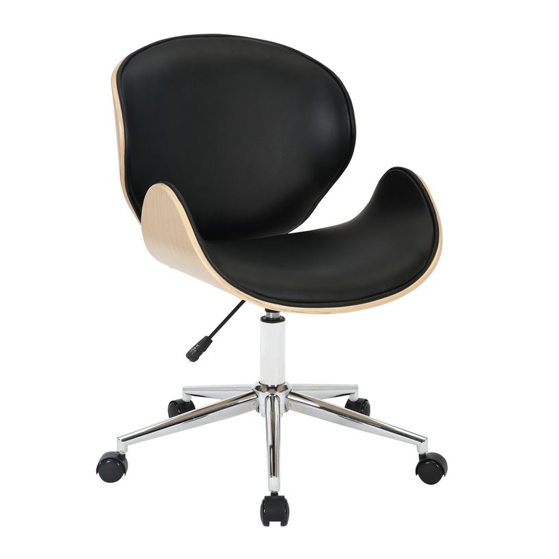 3397701859318-Chaise HERCULE - Bois multiplis imitation chêne clair et polyuréthane noir-P_405154170_1-0