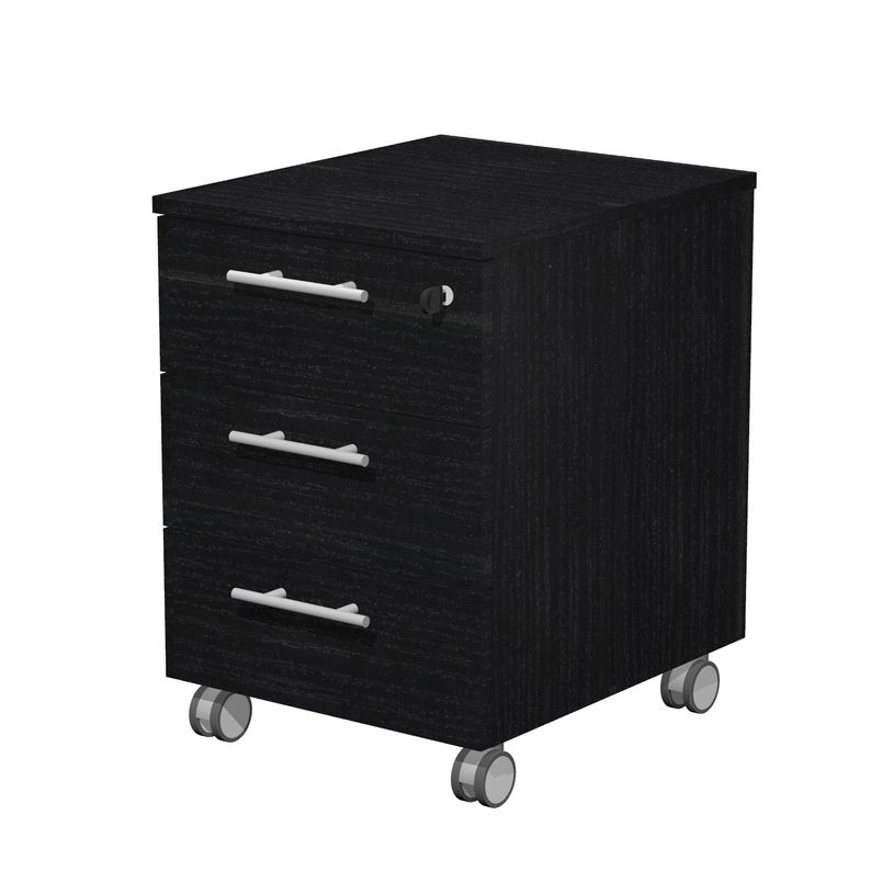 7331910005599-Caisson mobile Flora - L41,8 x P52 x H61,5 cm - 3 tiroirs - imitation frêne noir-P_405154426_1-0