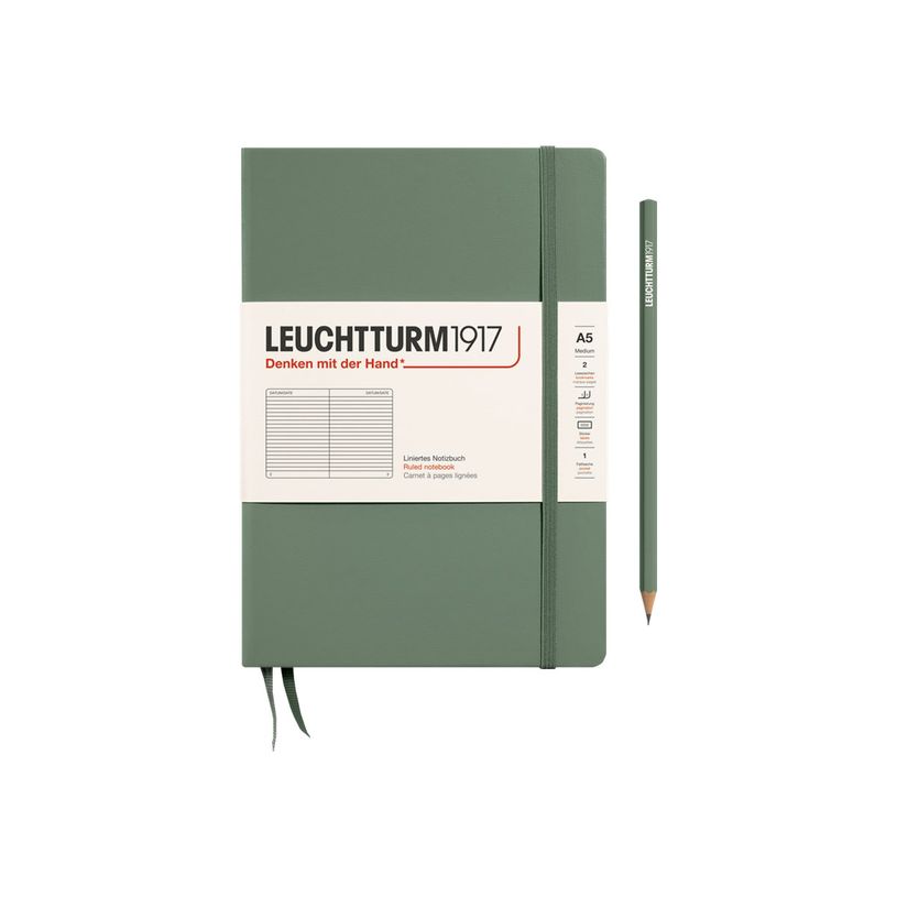 4004117609398-Leuchtturm1917 - Carnet de notes rigide A5 - ligné - vert olive-P_405155316_1-0