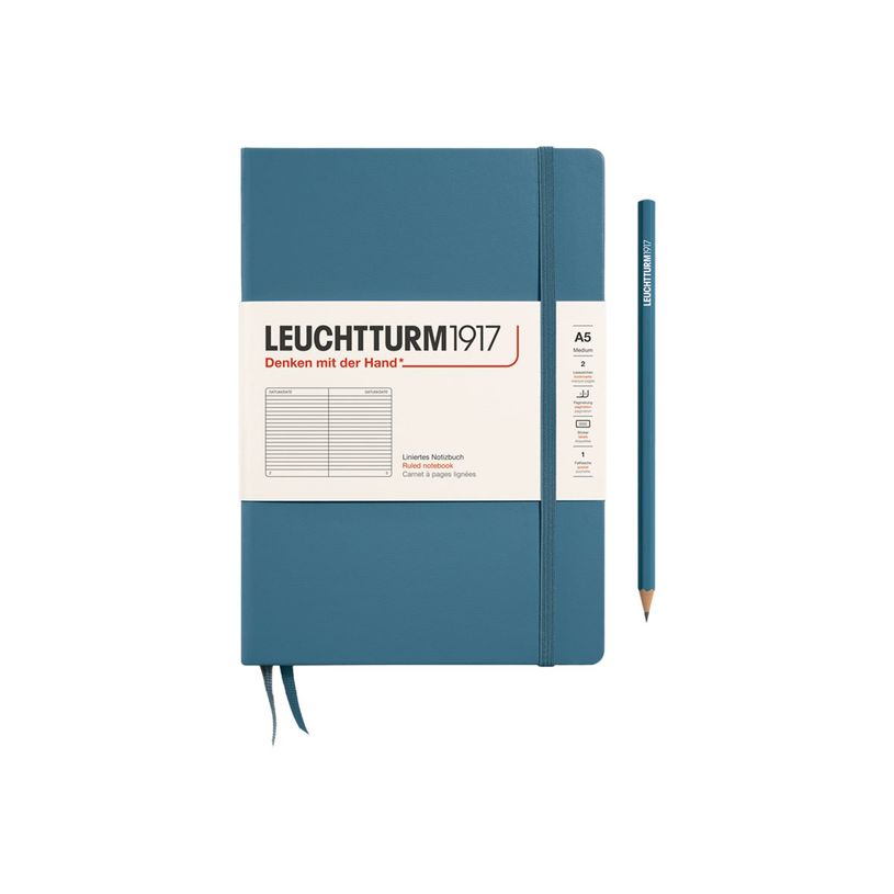 4004117587412-Leuchtturm1917 - Carnet de notes rigide A5 - ligné - bleu acier-P_405155323_1-0