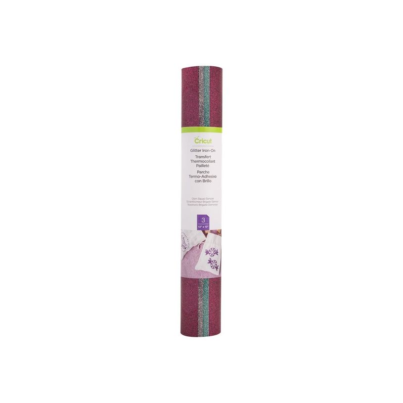 093573496417-Cricut Iron-on Glam Squad Sampler - 3 feuilles thermocollantes - 30,5 x 30,5 cm - jade à paillettes, cerise à paille-P_405155937_1-0