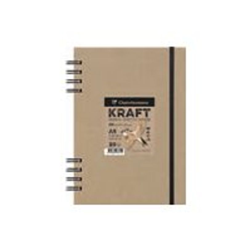 3329689759403-Clairefontaine Kraft - Carnet de dessin à spirale - A5 - 80 feuilles - 115 gr-P_405158040_1-0