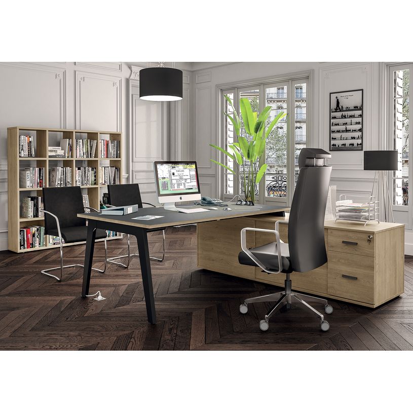 3253310171138-Bureau STEELY Manager - L180 x P100 x H72,5 cm - console retour à droite (2 tiroirs) L200 x P60 x H72,5 cm - p-P_405159726_2-1