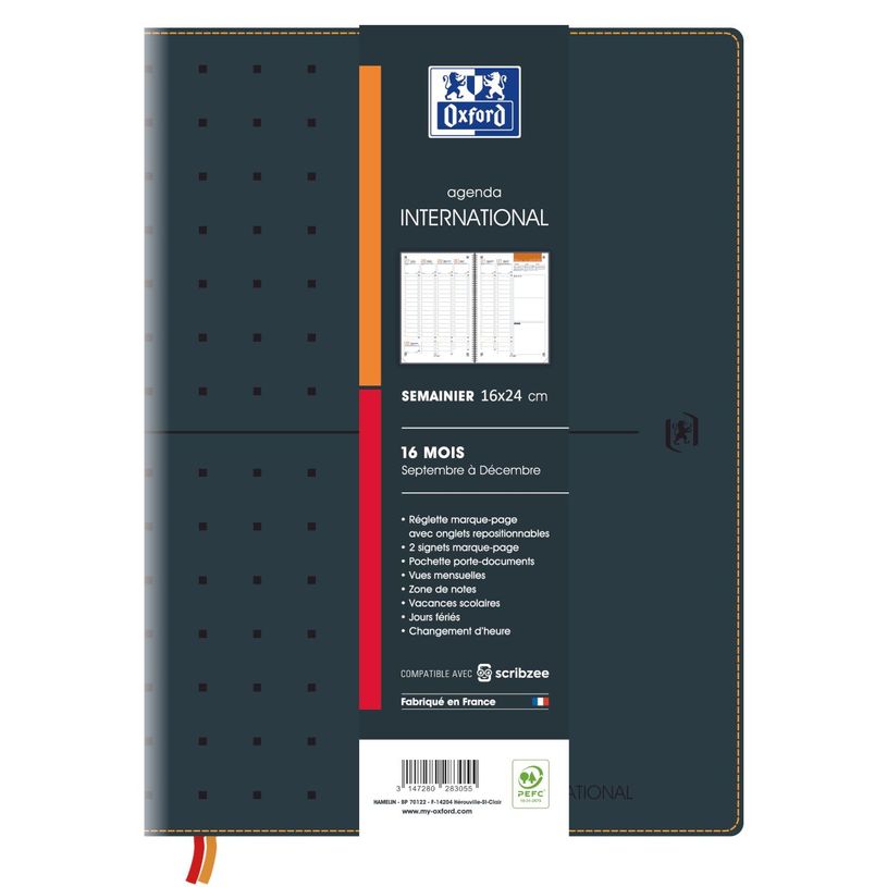 3147280282973-Agenda Oxford International - 16 mois - 1 semaine sur 2 pages - 16x24 cm - Colori Noir - H-P_405161817_2-0