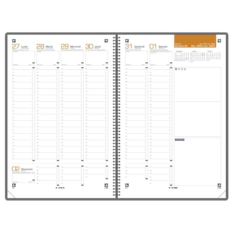 3147280282973-Agenda Oxford International - 16 mois - 1 semaine sur 2 pages - 16x24 cm - Colori Noir - H-P_405161817_3-1