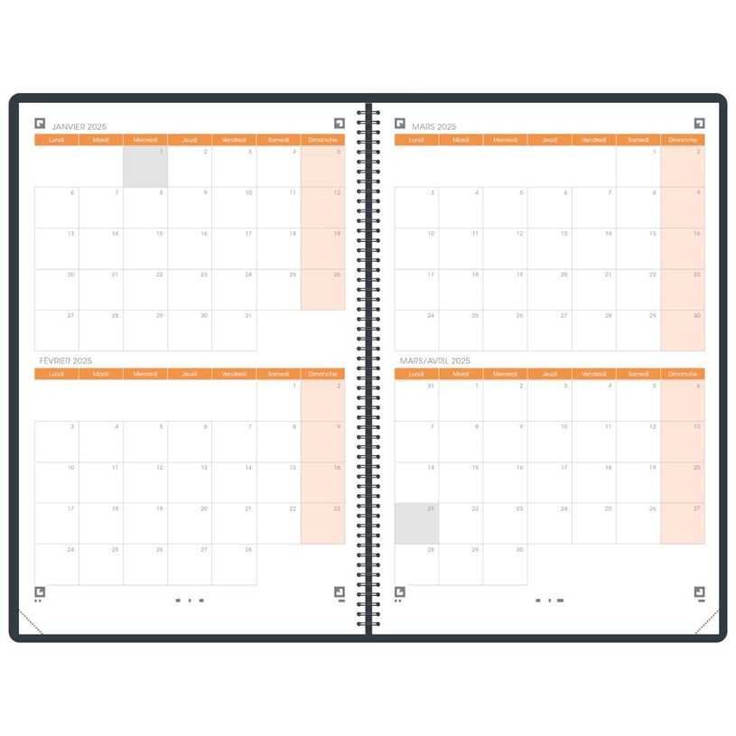 3147280282973-Agenda Oxford International - 16 mois - 1 semaine sur 2 pages - 16x24 cm - Colori Noir - H-P_405161817_5-3