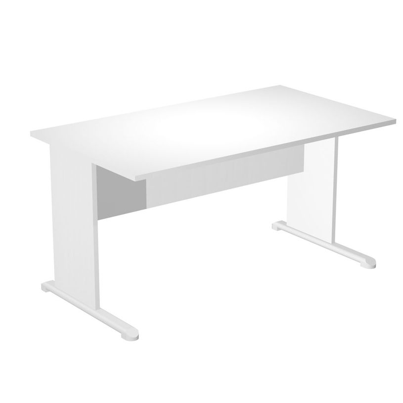 7331920000430-Bureau droit Trend - L140 - Pieds bois - plateau blanc-P_405165583_1-0