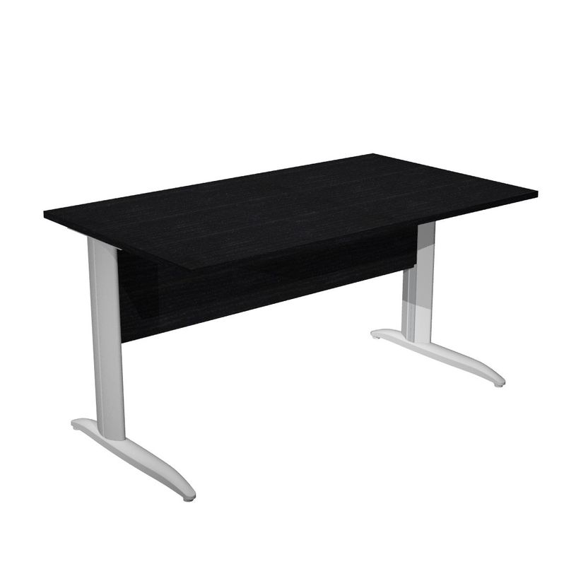 7331920000744-Bureau droit Trend - L140 - Pieds métals - plateau imitation frêne noir-P_405165614_1-0