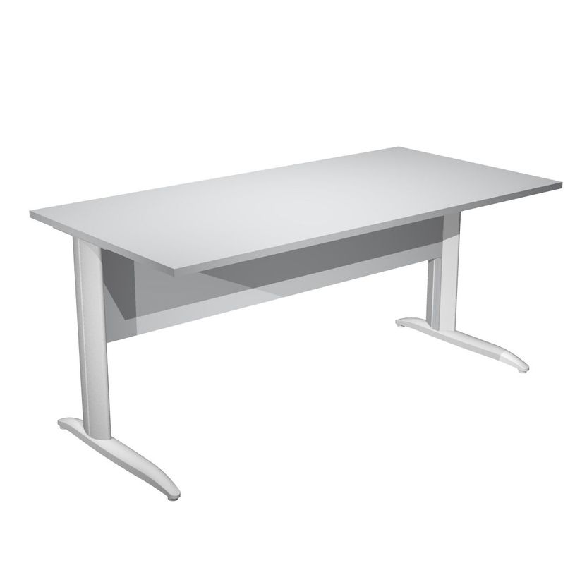 7331920000829-Bureau droit Trend - L160 - Pieds métals - plateau gris-P_405165622_1-0
