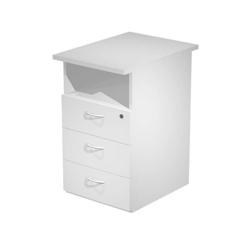 7331910006466-Caisson hauteur bureau Trend - L43xP60xH72 cm - 3 tiroirs + 1 niche - gris-P_405165794_1-0