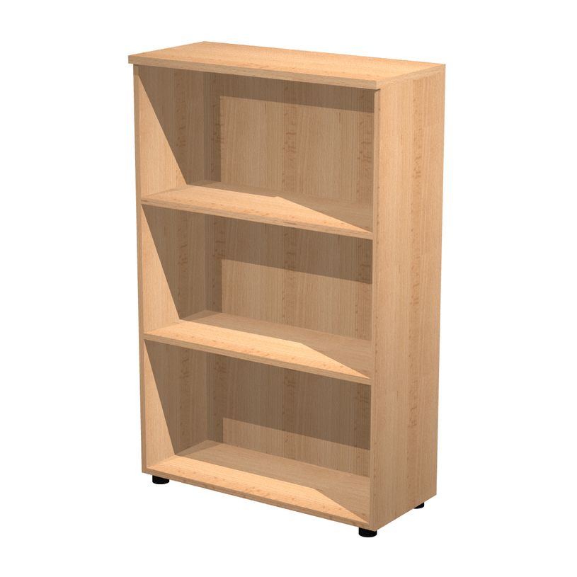 7331910008101-Bibliothèque mi-haute Trend - L80xP35xH120 cm - 2 étagères - imitation hêtre-P_405165809_1-0