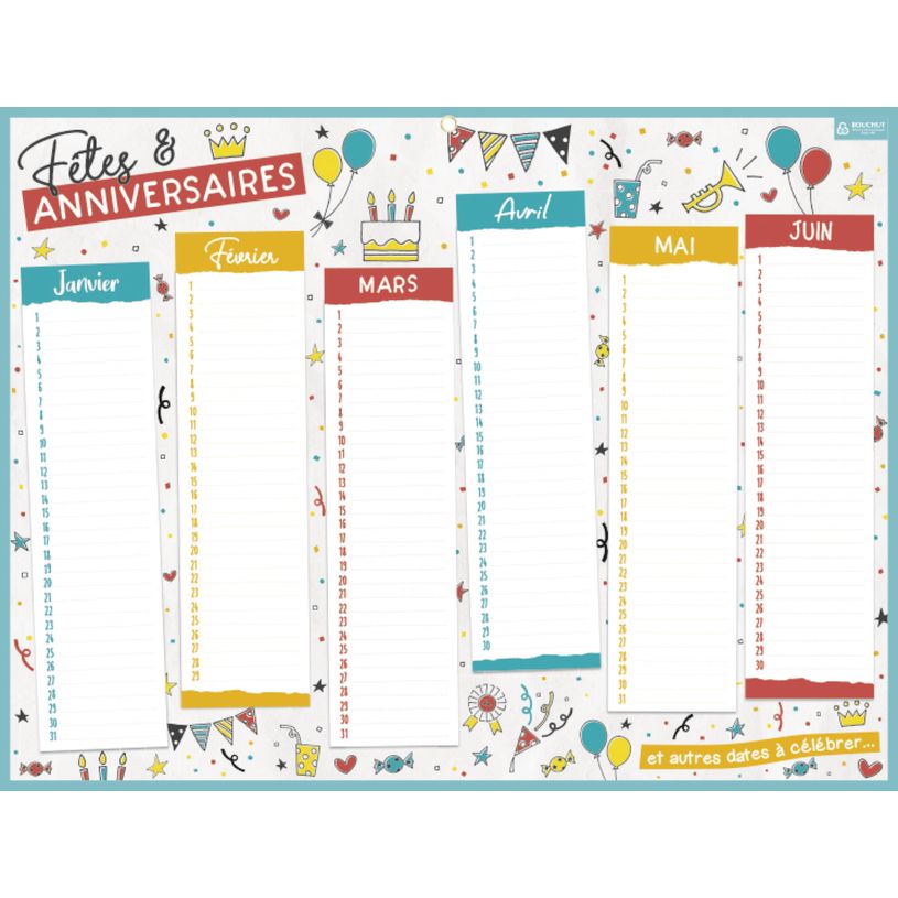 3592930004496-Bouchut - Calendrier perpétuel Fêtes et anniversaires - 32 x 42 cm--0