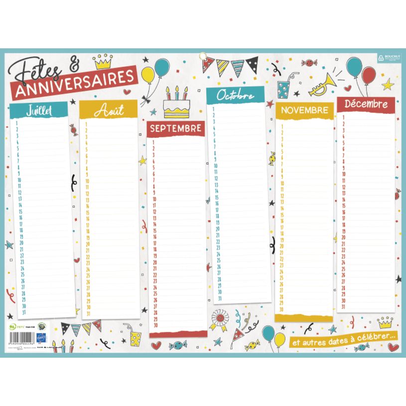 3592930004496-Bouchut - Calendrier perpétuel Fêtes et anniversaires - 32 x 42 cm--3