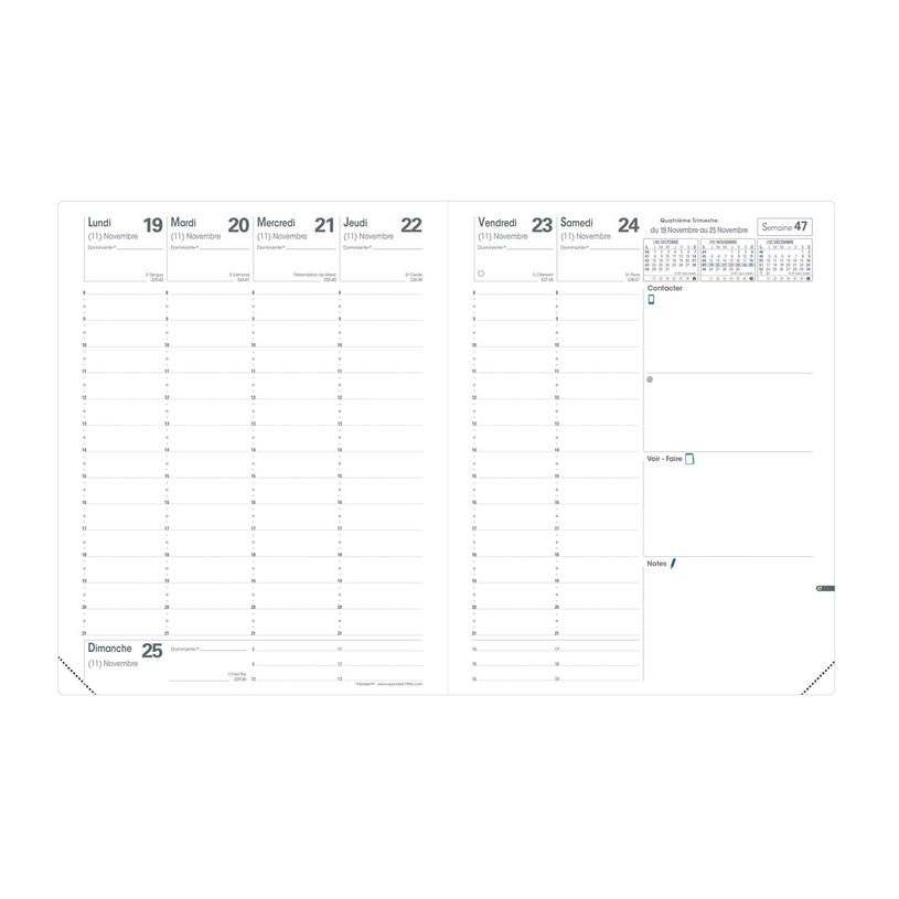 3371010514786-Quo Vadis - Agenda - 2025 - Président - Semainier Planning - Français - Impala - Rouge - 13 mois de décembre à décembre - 21x27 cm - Papier Clairefontaine blanc - Fabri--1