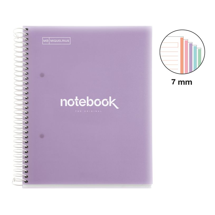 8422593499504-Notebook Miquelrius à couverture souple format A5 avec lignes horizontales, 120 feuilles de 5 couleurs, collection Emotions ,--1