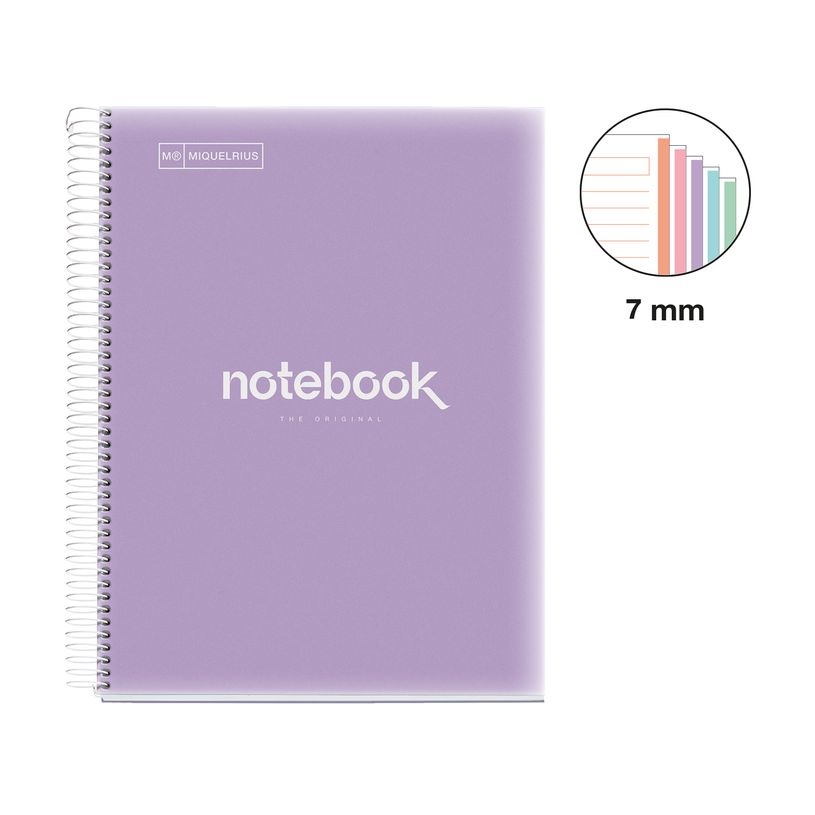 8422593499399-Notebook Emotions, couverture souple, A4 lignes horizontales 7 mm, 120 feuilles de 5 couleurs, Miquelri--1