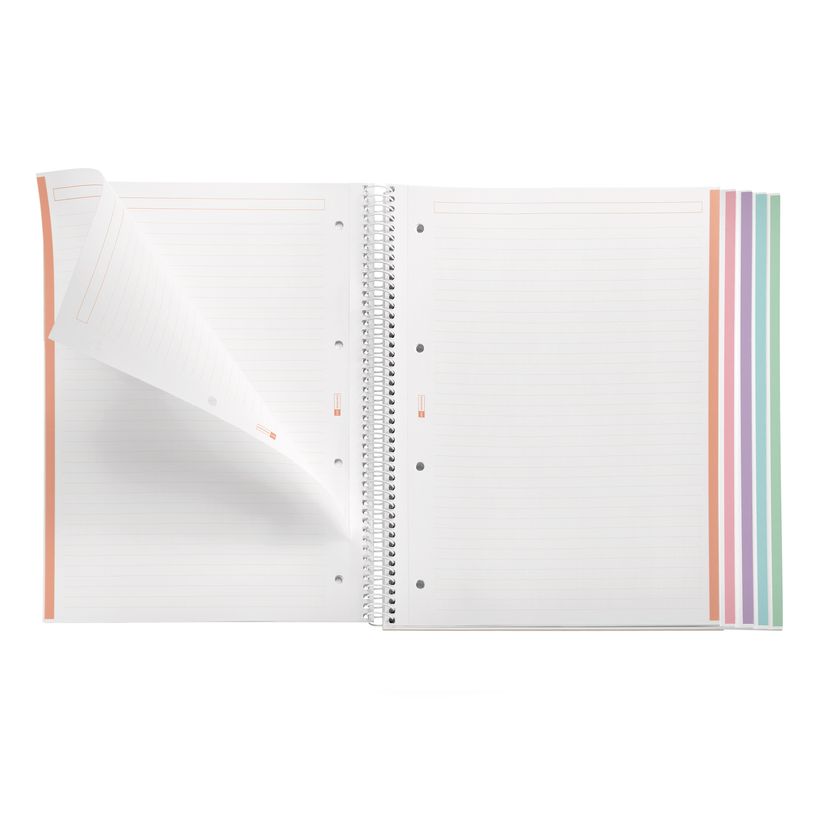8422593499399-Notebook Emotions, couverture souple, A4 lignes horizontales 7 mm, 120 feuilles de 5 couleurs, Miquelri--3