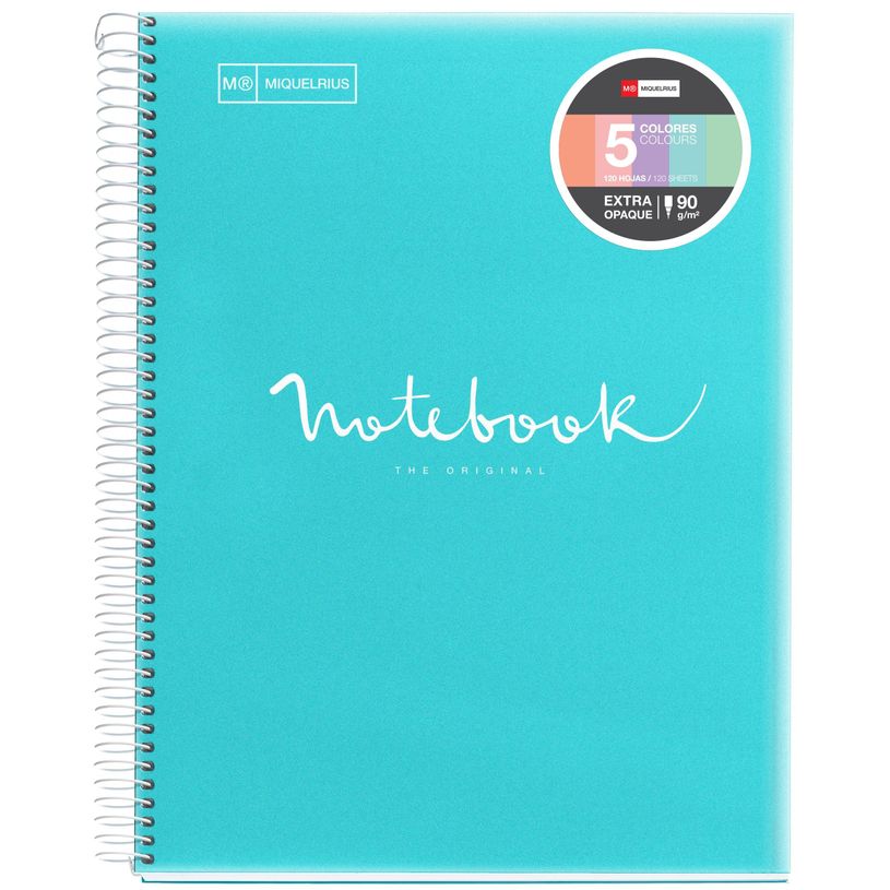 8422593499498-Notebook Miquelrius, à couverture souple format A5 à rayures horizontales, 120 feuilles de 5 couleurs, collectio-P_405189254_1-0