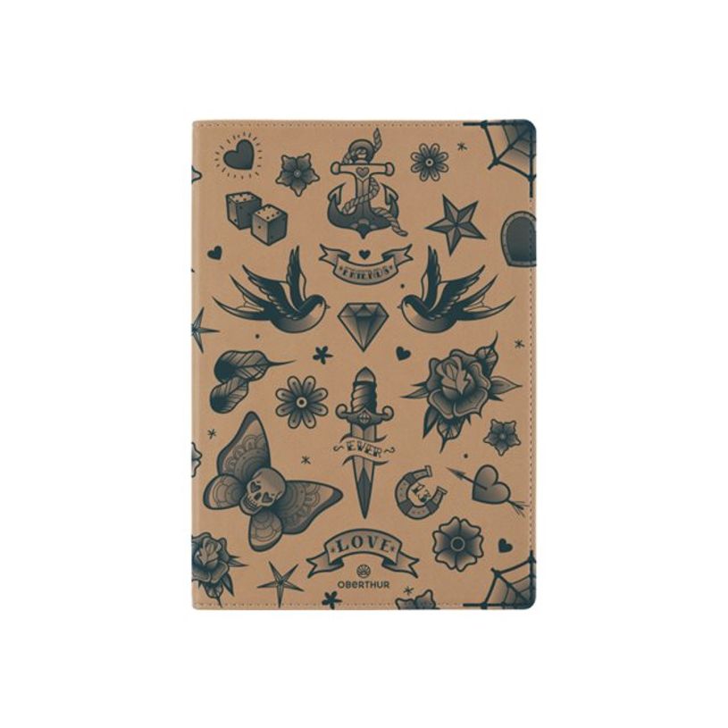 3664447177243-Oberthur - Cahier de notes - reliure cousue - A5 (148 x 210 mm) - 80 feuilles / 160 pages - papier ivoire - doublé - papillon - couve-P_405199562_2-0